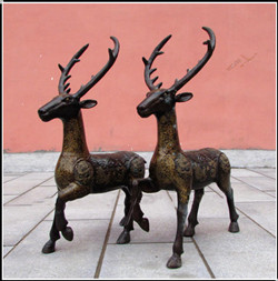 1米铜鹿雕塑
