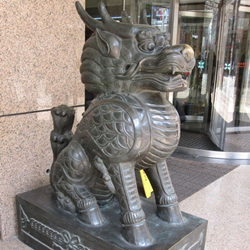 铜麒麟动物雕塑摆件