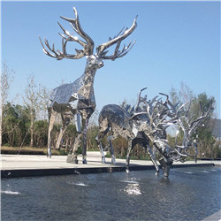 大型不锈钢铜鹿雕塑
