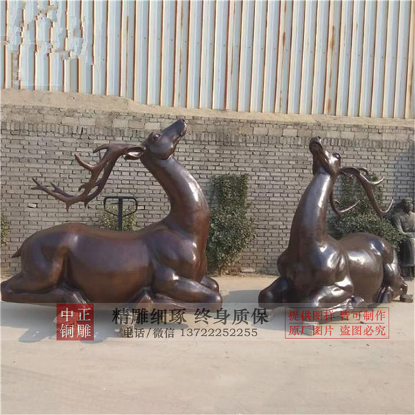 铜鹿动物雕塑