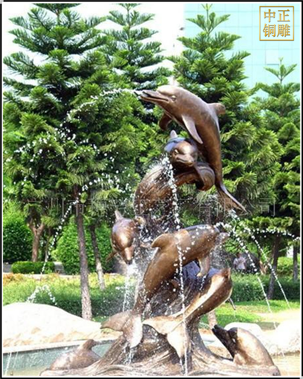 公园喷泉海豚雕塑