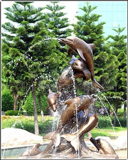 公园喷泉海豚雕塑