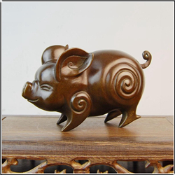 铜猪雕塑摆件