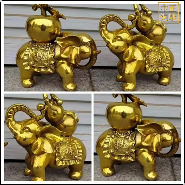 背葫芦铜大象雕塑