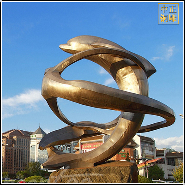 公园海豚铜雕塑