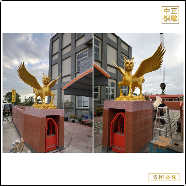 2米动物铜雕铜麒麟设计制作