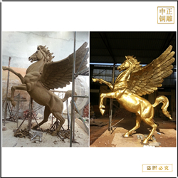 室外大型带翅膀铜马雕塑