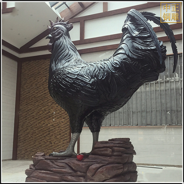 室内景观铜公鸡雕塑