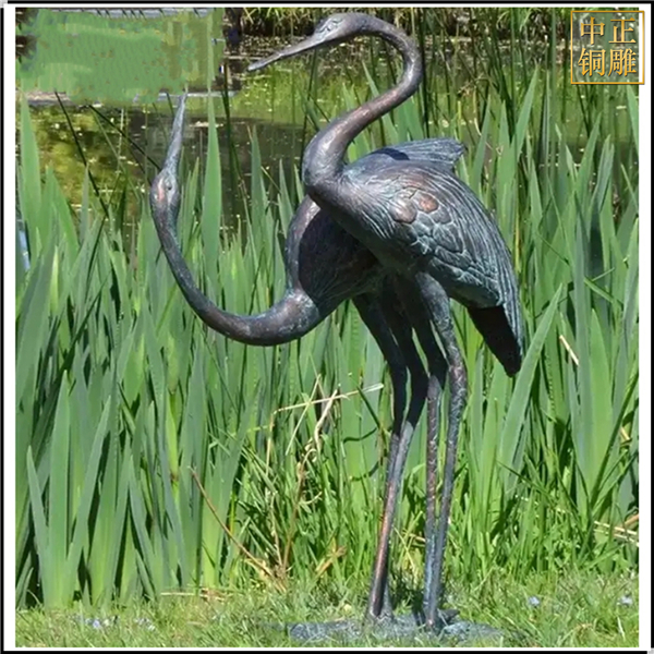 景观铜仙鹤动物雕塑铸造